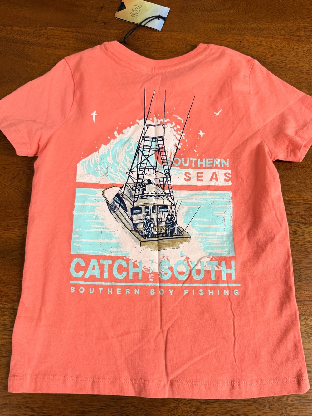 Brand New- Ocean+Coast Kids' 'Catch the South' Coral Graphic Tee